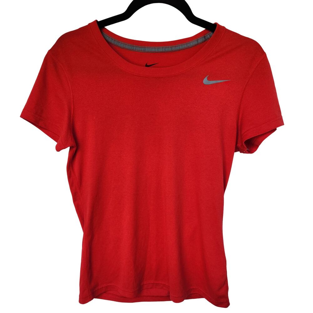 Nike Womens Dri-Fit Shortsleeve Activewear Shirt Red Size Small